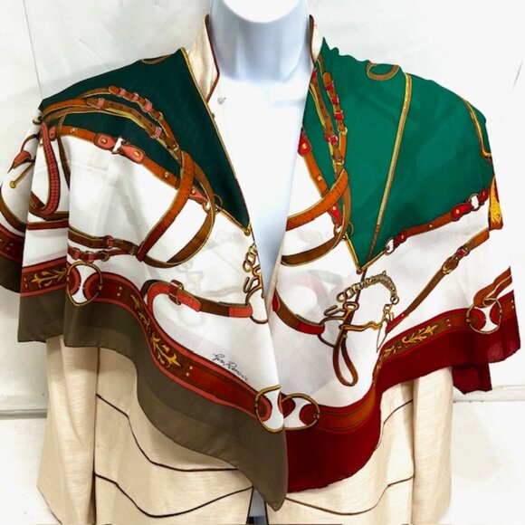 (2) Jim Renoir Southwest Vibes 100% Polyester  Scarf 31x31" Burgendy Green(47) - Picture 3 of 10